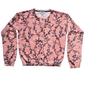 Sundance Floral Cotton Cardigan Pink Blue Feminine Cottagecore Layer XS